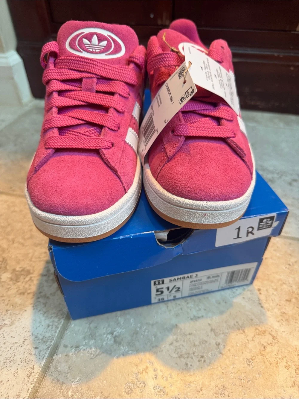 adidas Kids Pink Samba Suede Sneakers with White Stripes